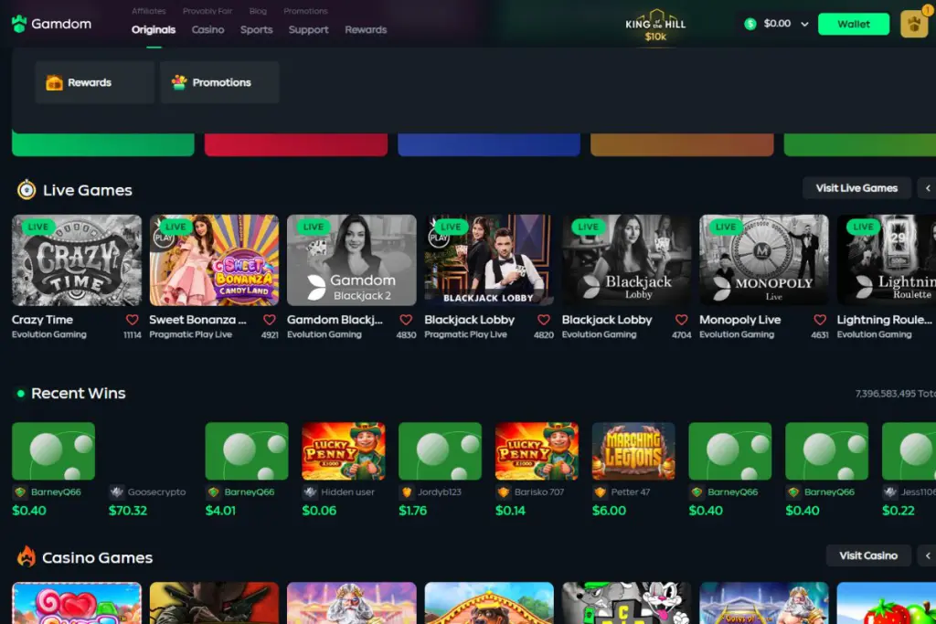 Gamdom interface